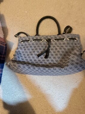 Dooney & Bourke Gray Monogram Tote with Black Handles